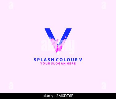 Paper cut letter V multicolor logo. Origami carving style icon perfect for science labels, software emblem, technology posters and trendy identity, et Stock Vector