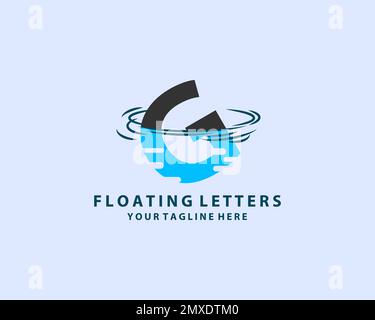 Initial G Letter Logo Design with Water Splash Ripples Drops Reflection. Stock Vector