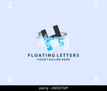 H Black Letter Logo Design with Circular Shape and Water Effect Vector Illustration Stock Vector