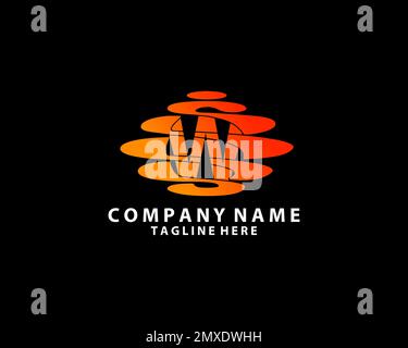 Simple Clean logo design initial letter W combine with moon. Stock Vector