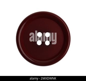 Brown plastic sewing button isolated on white Stock Photo