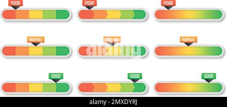 Customer satisfaction meter icon in flat style. Gauge level vector illustration on isolated background. Speedometer sign business concept. Stock Vector