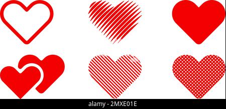 Decorative Heart shape icon set. Valentine or wedding symbol. Vector illustration Stock Vector
