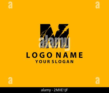 grunge initial letter M icon, scratch effect. modern template logo design Stock Vector