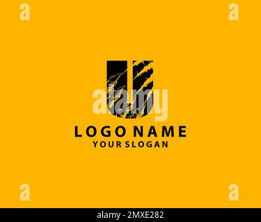 letter U icon, scratch effect with red yellow color. modern template logo design Stock Vector