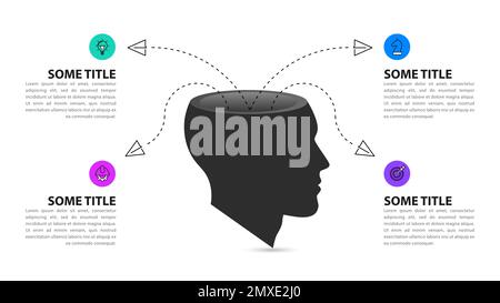 Infographic template with icons and 4 options or steps. Open mind. Can be used for workflow layout, diagram, banner, webdesign. Vector illustration Stock Vector