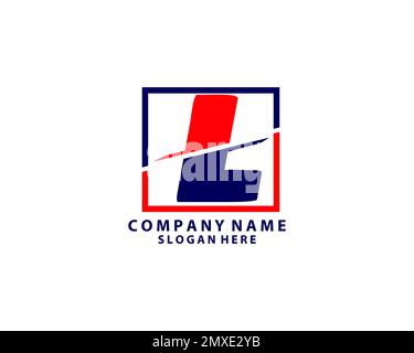 blue and red color logo symbol digital slice type letter l like pixel image initial business logo design idea illustration shape for modern premium co Stock Vector