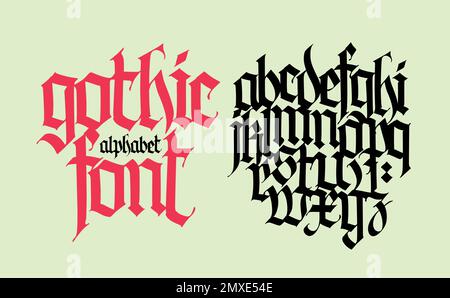 Gothic. Vector. Lowercase letters on a white background. Beautiful and stylish calligraphy. Elegant font for tattoo. Medieval European modern style. A Stock Vector