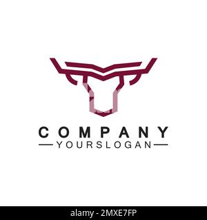 Bull monoline logo design vector template Stock Vector