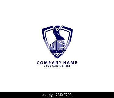Minimal rabbit emblem template for business. Abstract rabbit head with grid lines. Vector illustration. Stock Vector