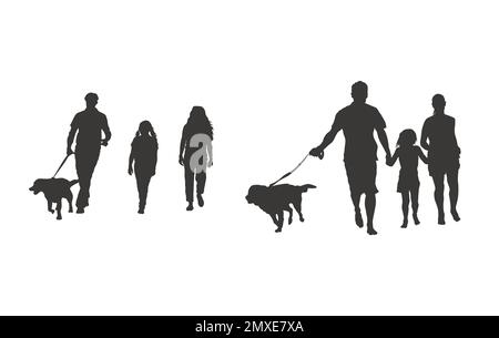 Family with dog silhouettes Stock Vector