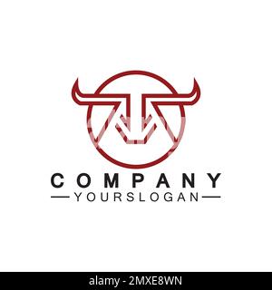 Bull monoline logo design vector template Stock Vector