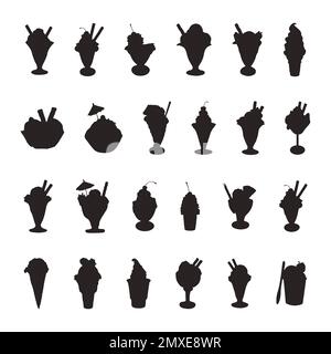 Icecream silhouettes, Ice cream silhouette set -V02 Stock Vector