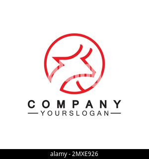 Bull monoline logo design vector template Stock Vector
