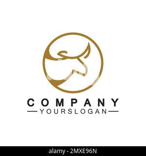 Bull monoline logo design vector template Stock Vector