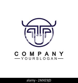Bull monoline logo design vector template Stock Vector