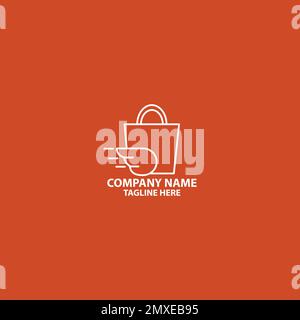 Flying Wings Bird Fly Shop Marketplace Shopping Bag Delivery Logo Stock Vector