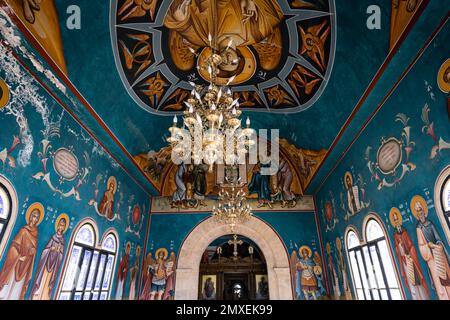 Saint John the Baptist Greek Orthodox Church Inside or Interior in Al Maghtas, Jordan, at the Site of the Baptism of Jesus Christ Stock Photo