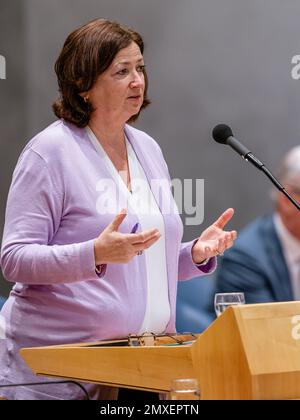 THE HAGUE, NETHERLANDS - JANUARY 24: Minister for Long-term Care and Sport Conny Helder of VVD(VVD) during the Question Time at the Dutch Tweede Kamer parliament on January 24, 2023 in The Hague, Netherlands (Photo by Jeroen Meuwsen/Orange Pictures) Stock Photo