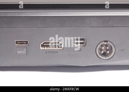 Laptop Connector Ports, Isolated on White Background Stock Photo