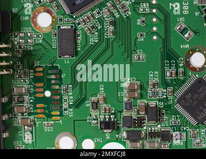 Close up of a printed circuit board Stock Photo