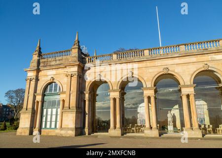 Baxter Park Pavilion, historic glass fronted Italianate Pavilion, Dundee, Scotland Stock Photo