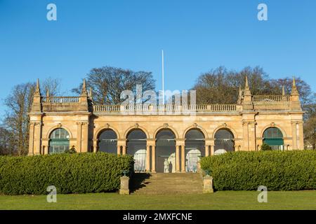 Baxter Park Pavilion, historic glass fronted Italianate Pavilion, Dundee, Scotland Stock Photo