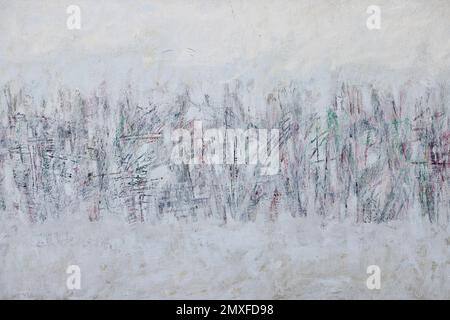 Texture from a gray old canvas with an abstract hatched pattern of colored lines. Stock Photo