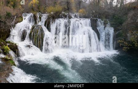 Waterfall on Una river near Martin Brod in Una national park, Bosnia and Herzegovina Stock Photo