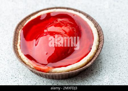 A close up of a bright red strawberry tart Stock Photo