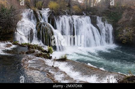 Waterfall on Una river near Martin Brod in Una national park, Bosnia and Herzegovina Stock Photo
