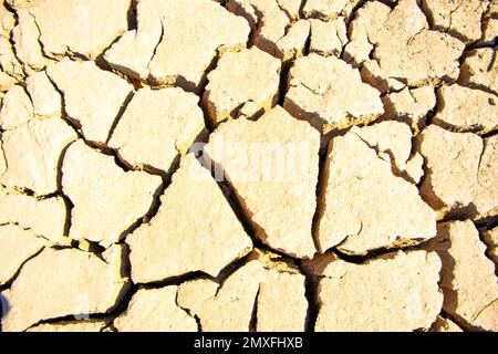 Cracks in the soil due to drought in the Thar desert Stock Photo