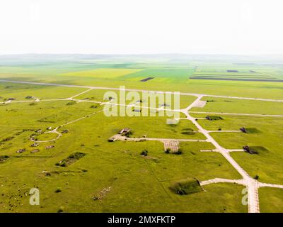 Aerial view Shiraki military airfield base in Republic of Georgia. Stock Photo