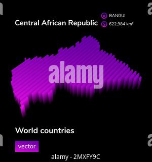 Stylized map of Central African Republic. Isometric 3D green map with ...