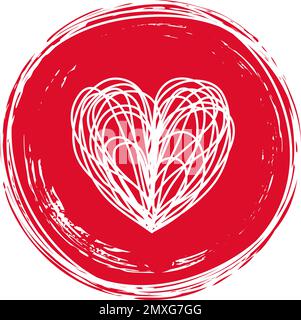 Heart in circle shaped tangled grungy scribble Stock Vector