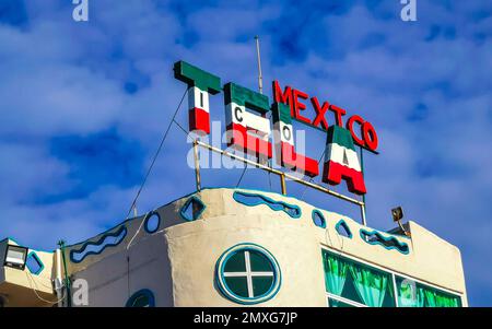 Puerto Escondido Oaxaca Mexico 26. December 2022 Hotels buildings and houses in tropical paradise in Zicatela Puerto Escondido Oaxaca Mexico. Stock Photo