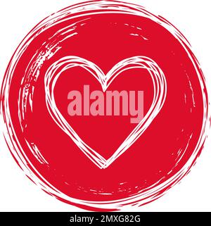 Heart in circle shaped tangled grungy scribble Stock Vector