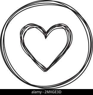 Heart in circle shaped tangled grungy scribble Stock Vector