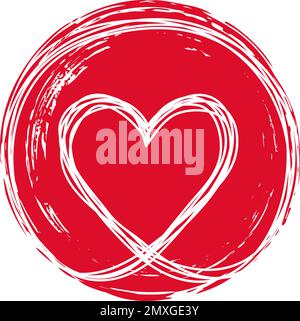Heart in circle shaped tangled grungy scribble Stock Vector