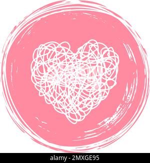 Heart in circle shaped tangled grungy scribble Stock Vector