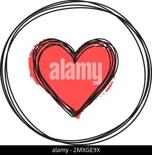 Heart in circle shaped tangled grungy scribble Stock Vector