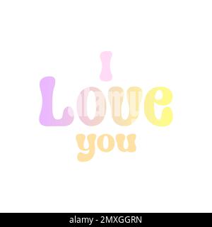 I love you text pastel gradient color groove style Stock Vector
