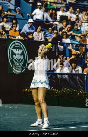 Billy Jean King (USA)  competing in  the 1982 US Open Tennis. Stock Photo