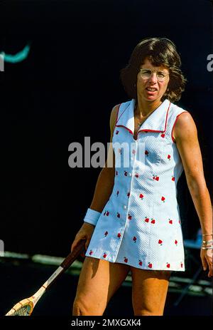 Billy Jean King (USA)  competing in  the 1977 US Open Tennis. Stock Photo