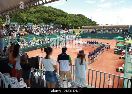 Florianopolis, Santa Catarina, Brasil. 3rd Feb, 2023. (SPO) Davis Cup between Brazil and China. February 03, 2023, Florianopolis, Santa Catarina, Brazil: Preparations for the beginning of Davis Cup between Brazil and China at Costao do Santinho, in Florianopolis (SC) on Friday (03) where two singles matches will be held.Credit: Leco Viana/Thenews2 (Credit Image: © Leco Viana/TheNEWS2 via ZUMA Press Wire) EDITORIAL USAGE ONLY! Not for Commercial USAGE! Credit: ZUMA Press, Inc./Alamy Live News Stock Photo