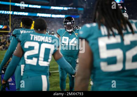 Jacksonville Jaguars defensive tackle Folorunso Fatukasi (94) during the  first half of an NFL football game against the Detroit Lions, Sunday, Dec.  4, 2022, in Detroit. (AP Photo/Duane Burleson Stock Photo - Alamy