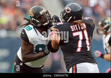 Buffalo Bills offensive tackle Ryan Van Demark (74) guards Chicago Bears  offensive tackle Josh Lugg (63) during an NFL football preseason game  against the Buffalo Bills, Saturday, Aug. 26, 2023, in Chicago. (