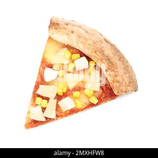 Slice of delicious pizza isolated on white Stock Photo