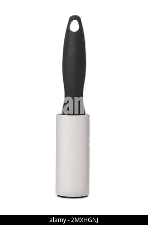 New lint roller with black handle isolated on white Stock Photo
