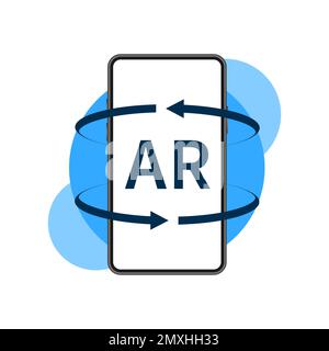Augmented reality icon. AR symbol. Virtual reality on smartphone. Stock Vector